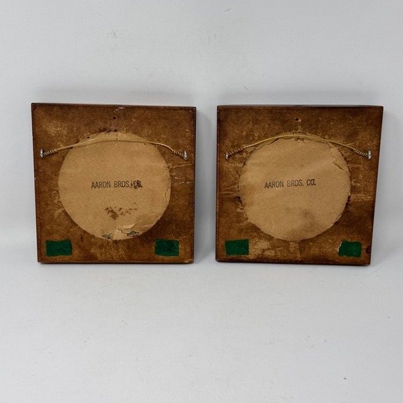 Vintage Aaron Bros. Co. Wood Silhouette Portraits Set of 2 Framed - Picture 6 of 9